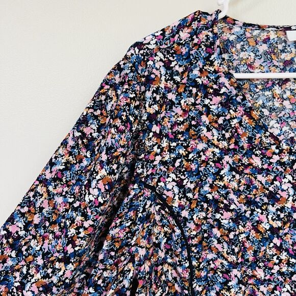 J. Jill Colorful Dixie Floral Billowy Lightweight Flowy Blouse Boho Size Large - Picture 3 of 9